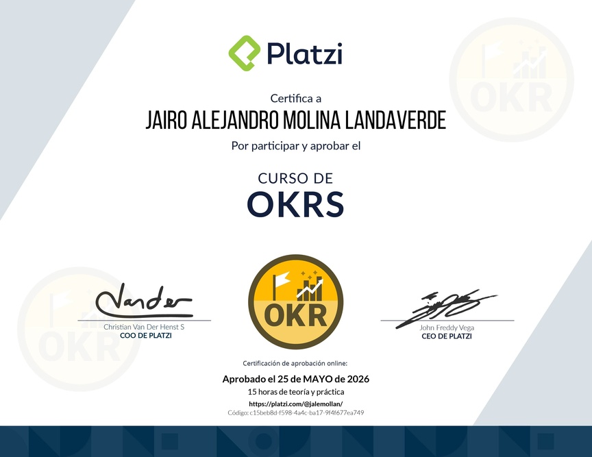 Diploma del Curso de OKRs: Herramienta Clave para Managers