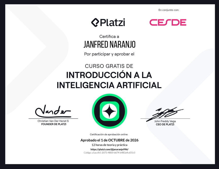 Diploma del Curso Gratis de Introducción a la Inteligencia Artificial