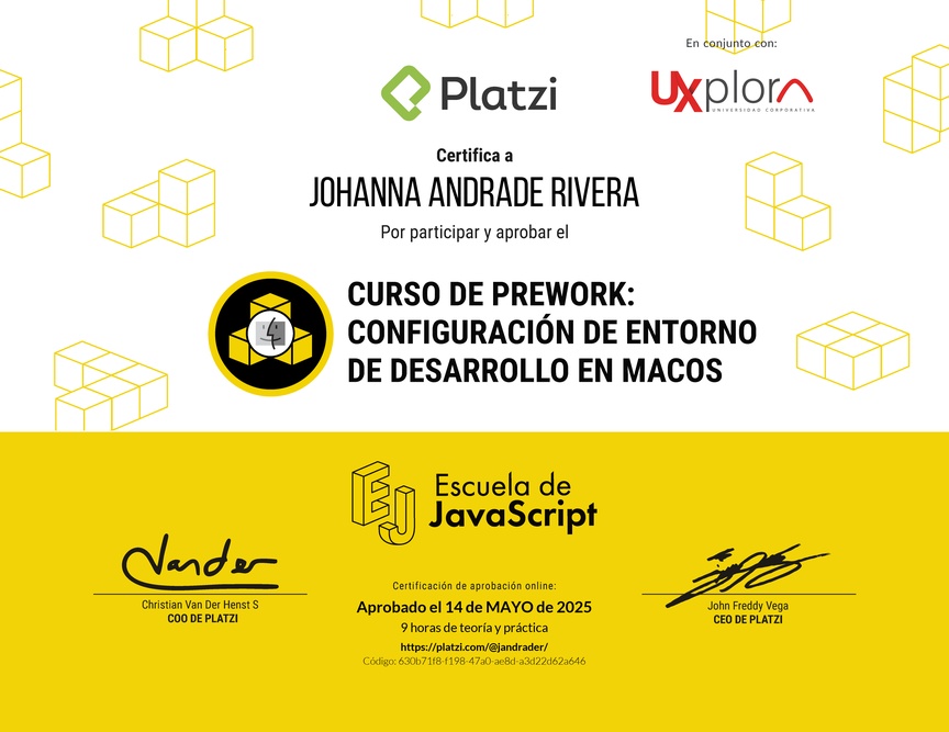 Diploma del Curso de Configuración de Entorno de Desarrollo en macOS