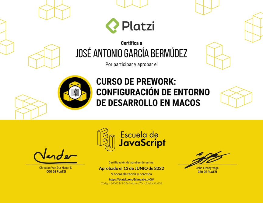 Diploma del Curso de Configuración de Entorno de Desarrollo en macOS