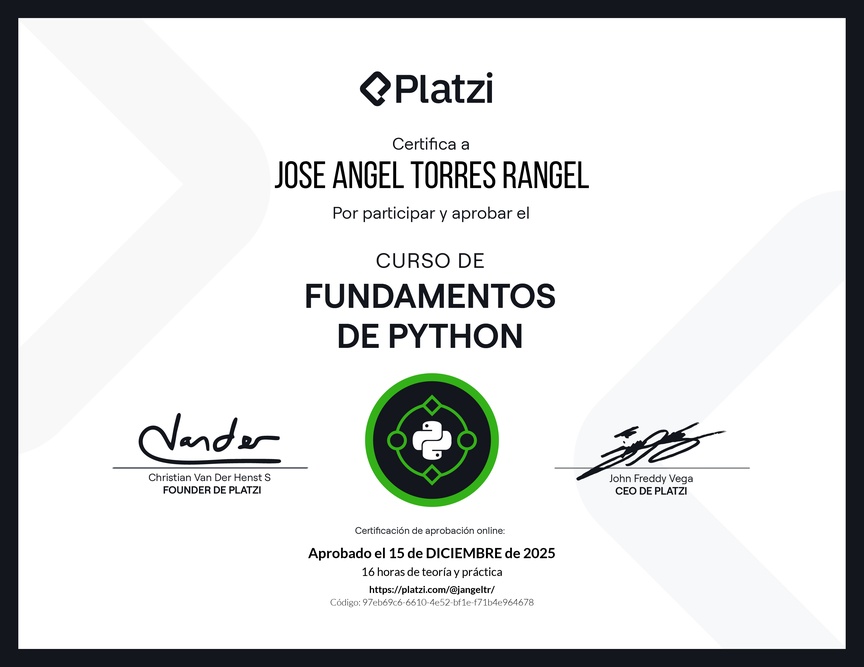 Diploma del Curso de Fundamentos de Python