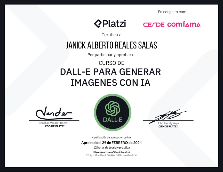 Diploma del Curso de Dall-E para Generar Imágenes con AI