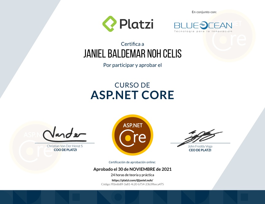 Diploma del Curso de ASP.NET Core