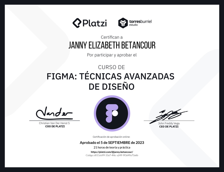 Diploma del Curso de Figma: Técnicas Avanzadas de Diseño