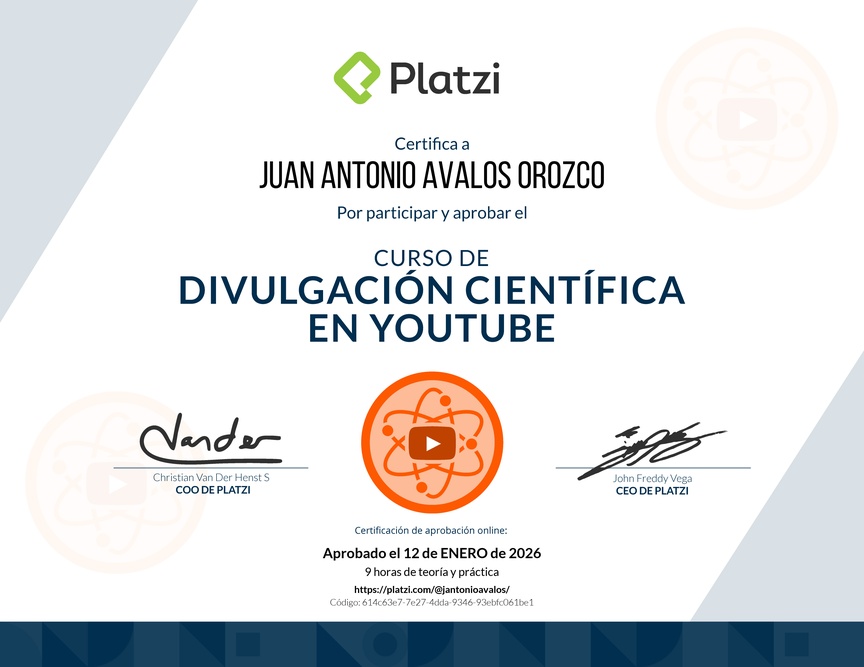 Diploma del Curso de Divulgación Educativa en YouTube