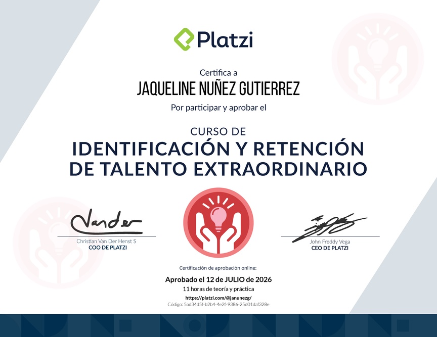 Diploma del Curso de Identificación y Retención de Talento en tu Empresa