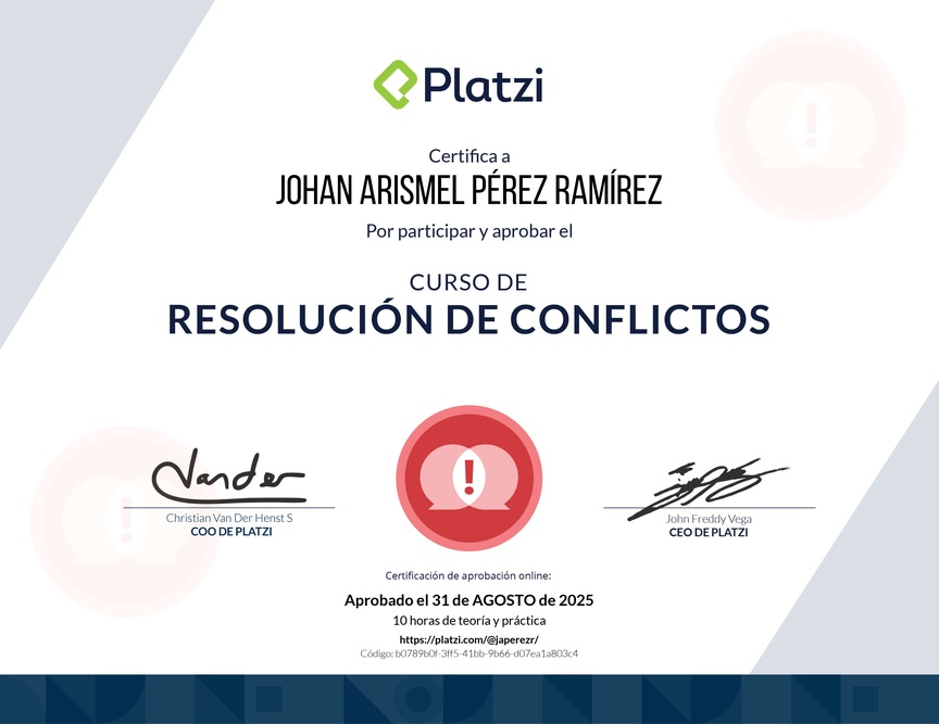Diploma del Curso de Resolución de Conflictos