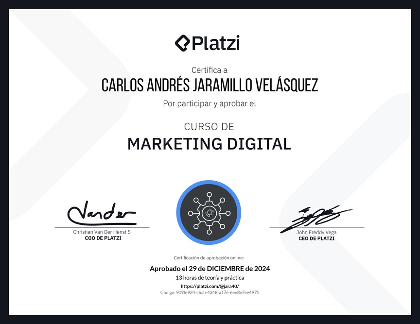 Diploma del Curso de Marketing Digital