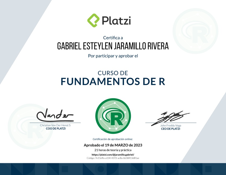 Diploma del Curso de Fundamentos de R