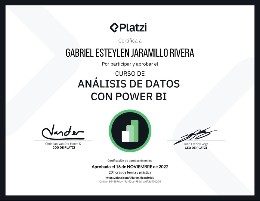 Diploma del Curso de Análisis de Datos con Power BI