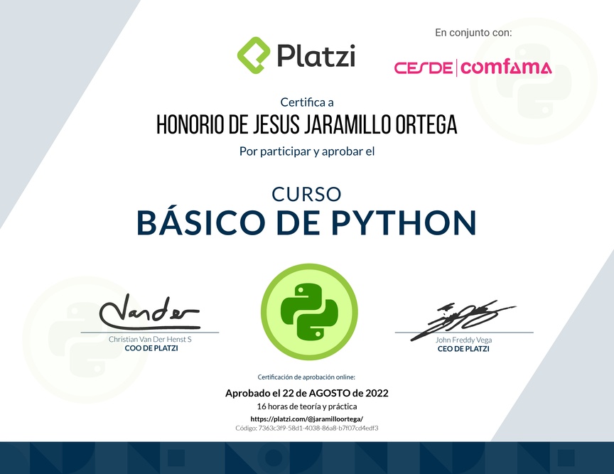 Diploma del Curso Básico de Python
