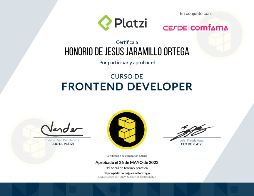 Diploma del Curso de Frontend Developer