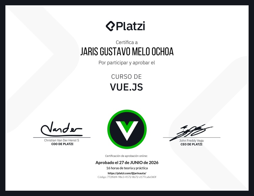 Diploma del Curso de Vue.js