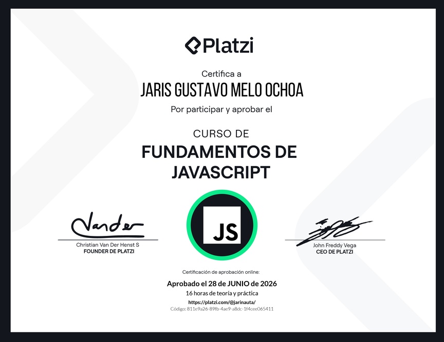 Diploma del Curso de Fundamentos de JavaScript