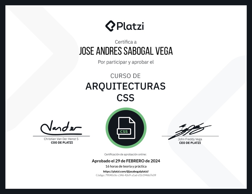Diploma del Curso de Arquitecturas CSS