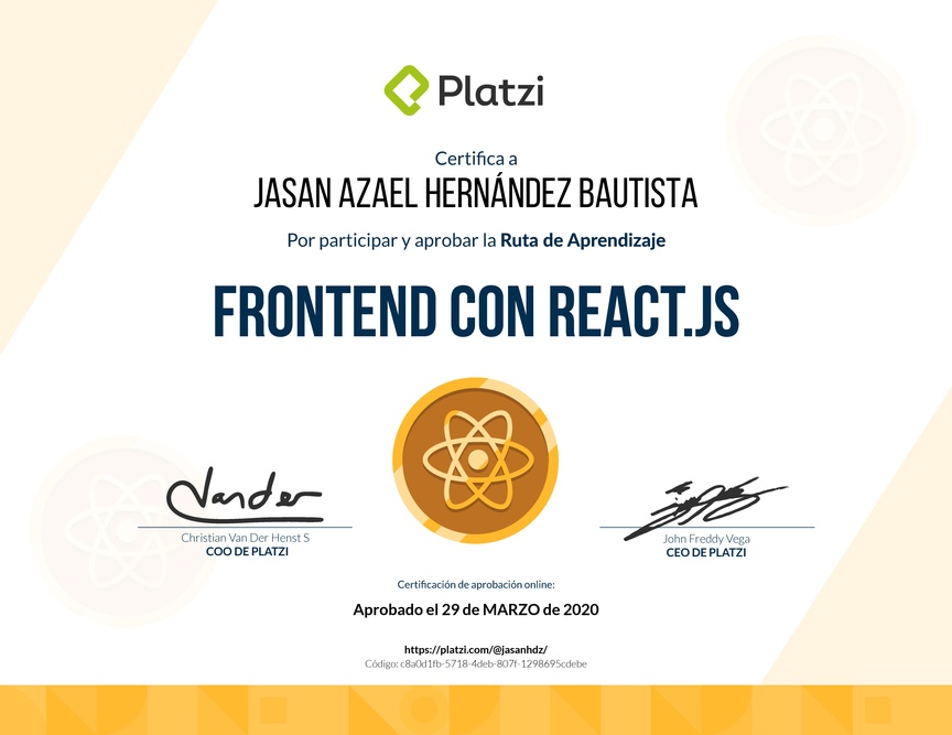 Diploma de la Ruta de Aprendizaje de Frontend a profundidad con React.js