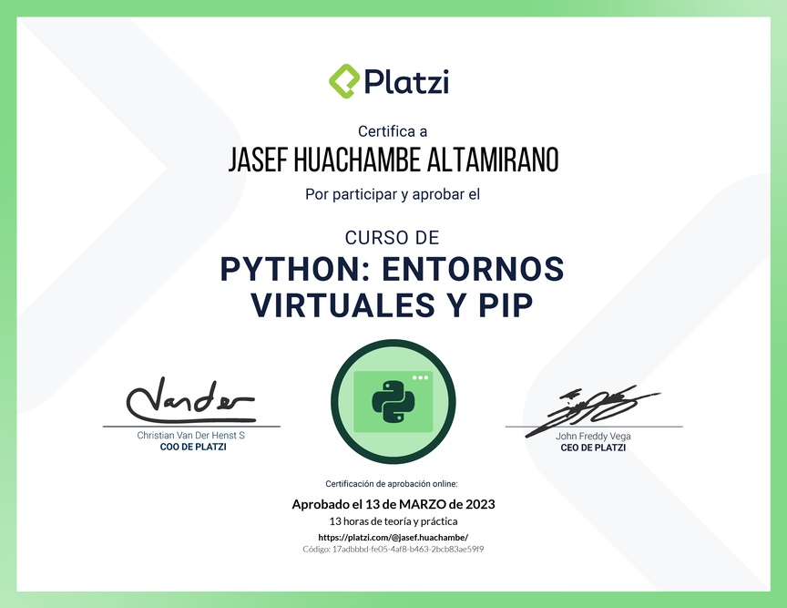 Diploma del Curso de Python: PIP y Entornos Virtuales