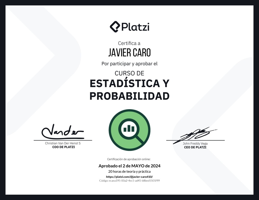 Diploma del Curso de Estadística y Probabilidad