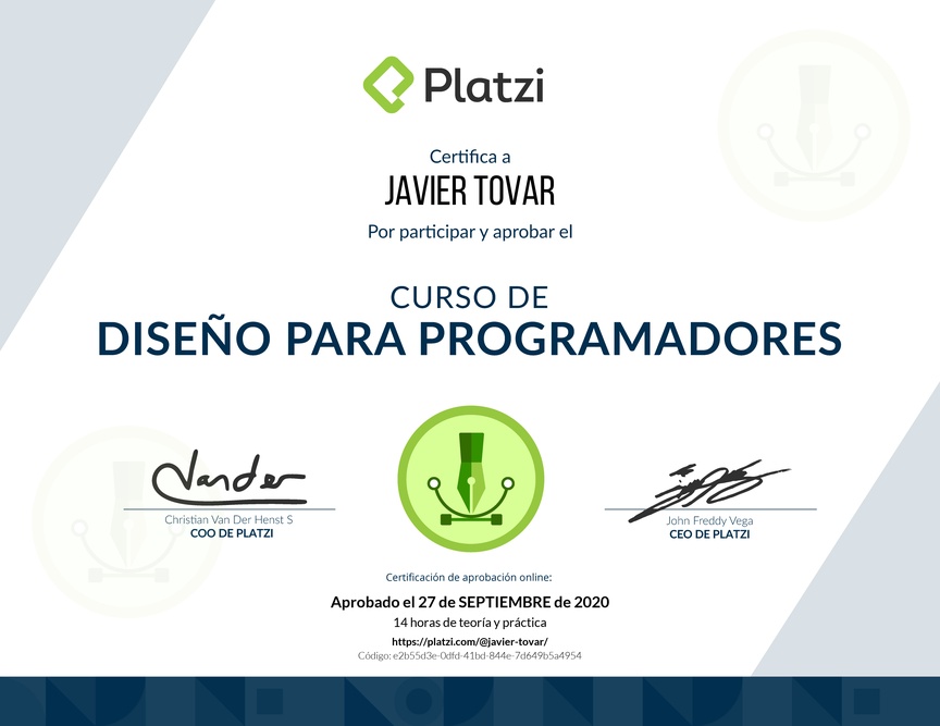 Diploma del Curso de Diseño para Developers