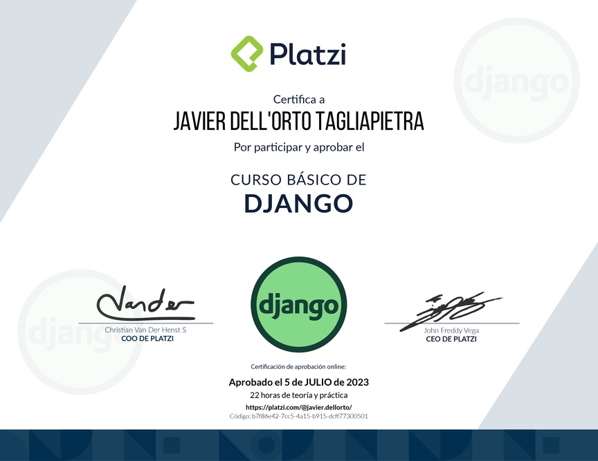 Diploma del Curso Básico de Django