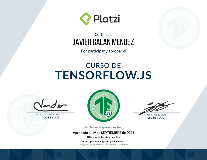 Diploma del Curso de TensorFlow.js