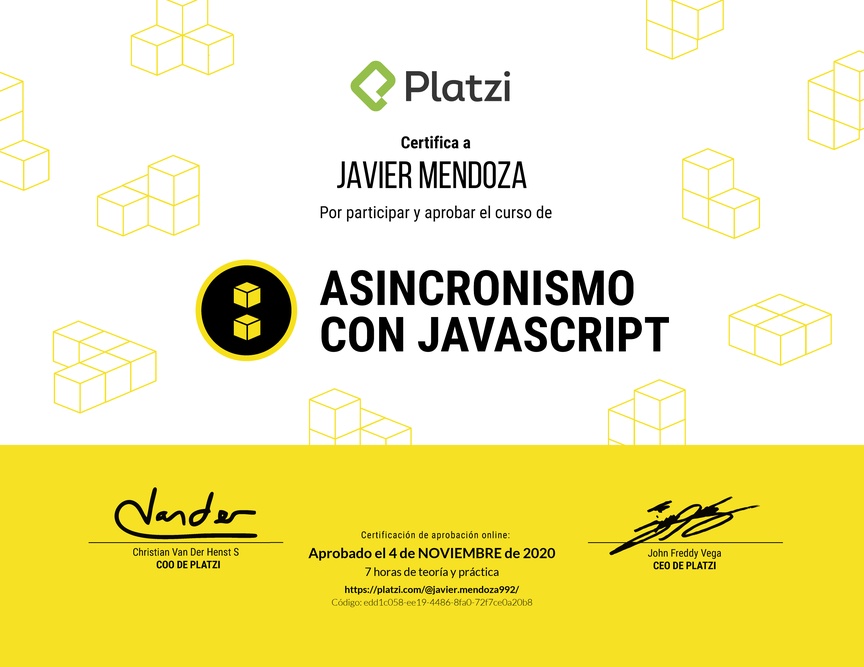 Diploma del Curso de Asincronismo con JavaScript 2019