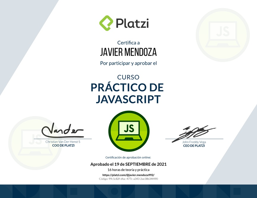 Diploma del Curso Práctico de JavaScript