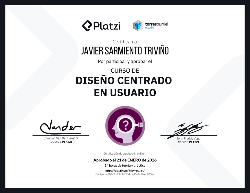 Diploma del Curso de Diseño Centrado en Usuario