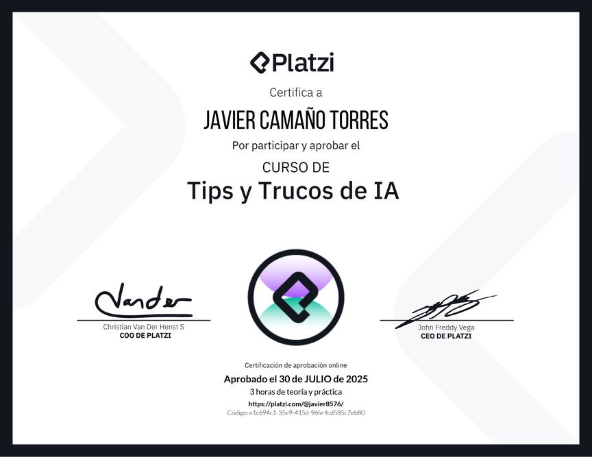 Diploma del Curso de tips y trucos de IA