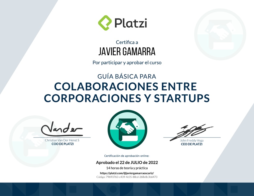 Diploma de Guía Básica para Colaboraciones entre Corporaciones y Startups