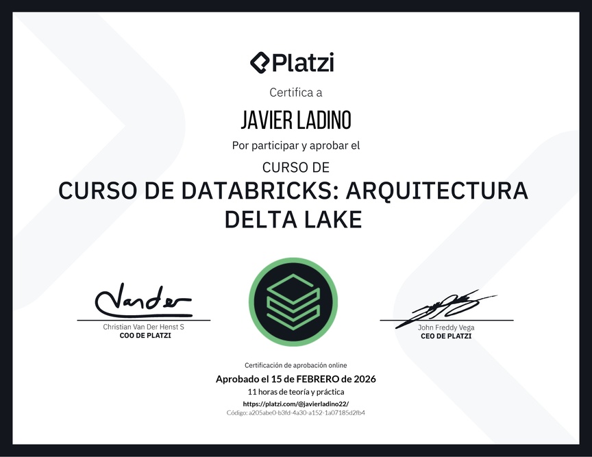 Diploma del Curso de Databricks: Arquitectura Delta Lake