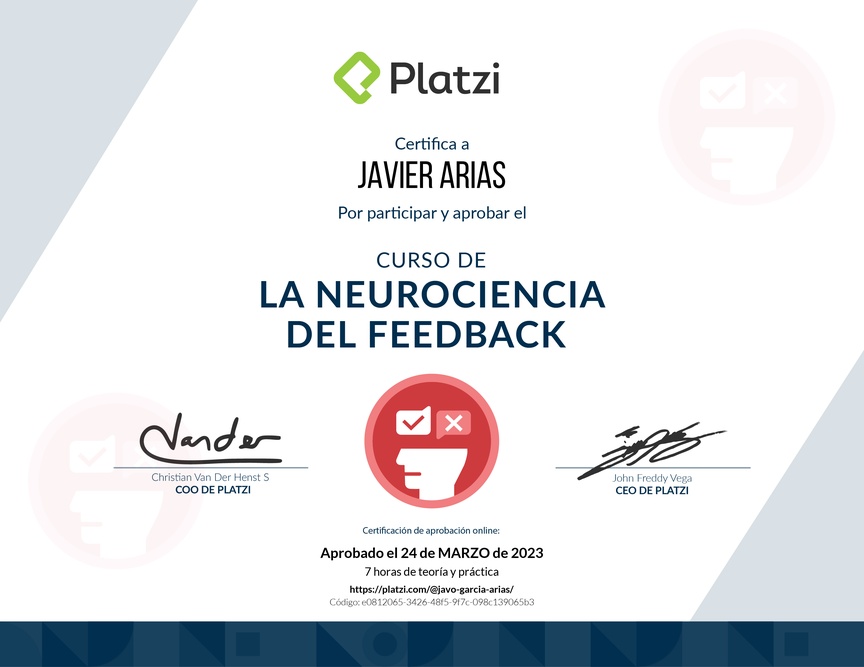 Diploma de Audiocurso sobre la Neurociencia del Feedback