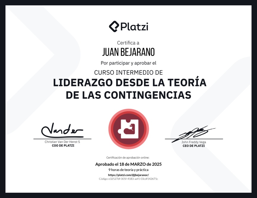 Diploma del Curso Intermedio de Liderazgo: Evalúa los Comportamientos de un Líder