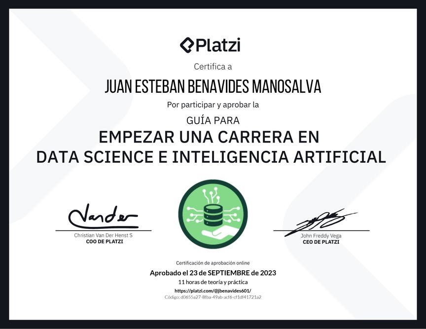 Diploma de Guía para Empezar una Carrera en Data Science e Inteligencia Artificial
