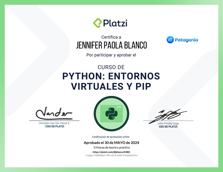 Diploma del Curso de Python: PIP y Entornos Virtuales