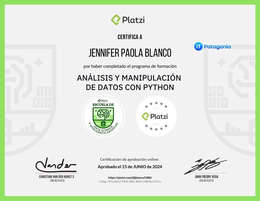 Diploma de la Ruta de Aprendizaje de Análisis y Manipulación de Datos con Python