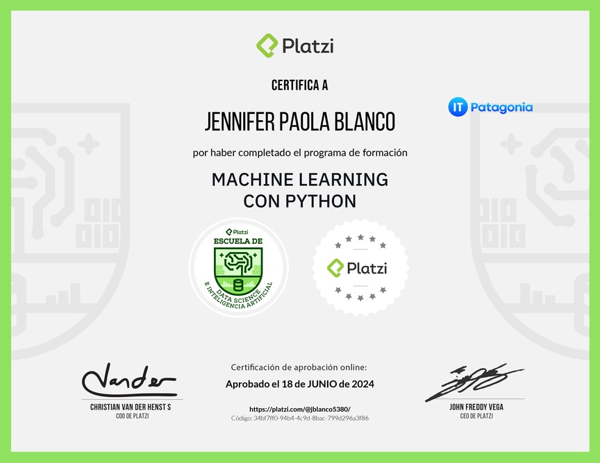 Diploma de la Ruta de Aprendizaje de Machine Learning con Python