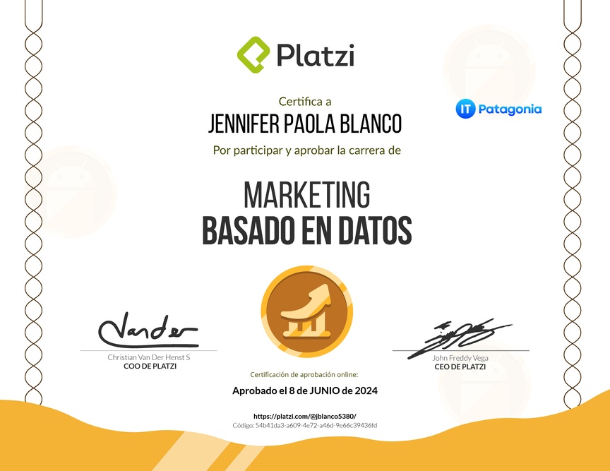 Diploma de la Ruta de Aprendizaje de Marketing Basado en Datos