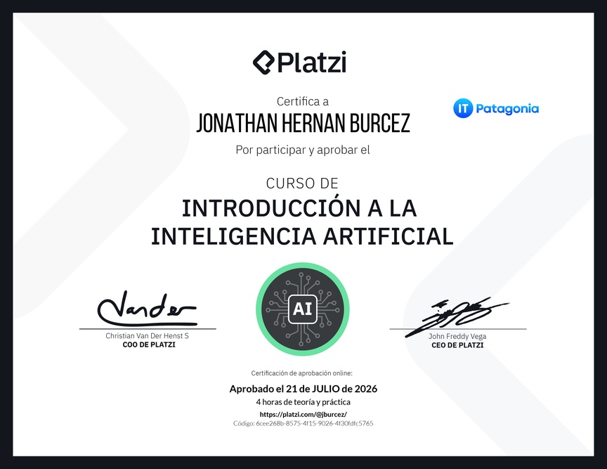 Diploma del Curso Gratis de Introducción a la Inteligencia Artificial