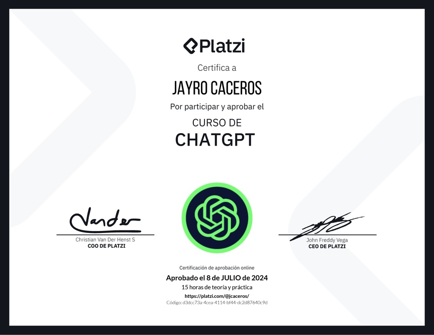 Diploma del Curso de ChatGPT