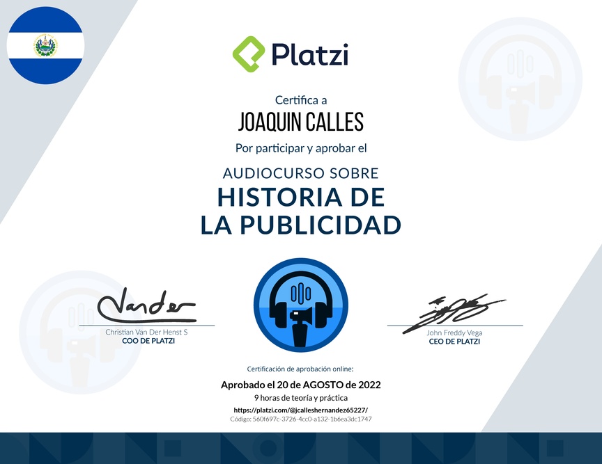 Diploma de Audiocurso Historia de la Publicidad