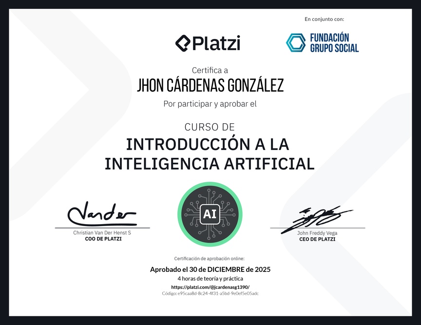Diploma del Curso Gratis de Introducción a la Inteligencia Artificial