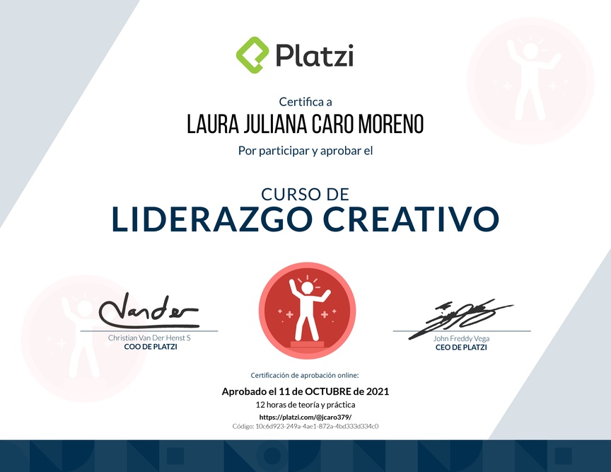 Diploma del Curso de Liderazgo Creativo