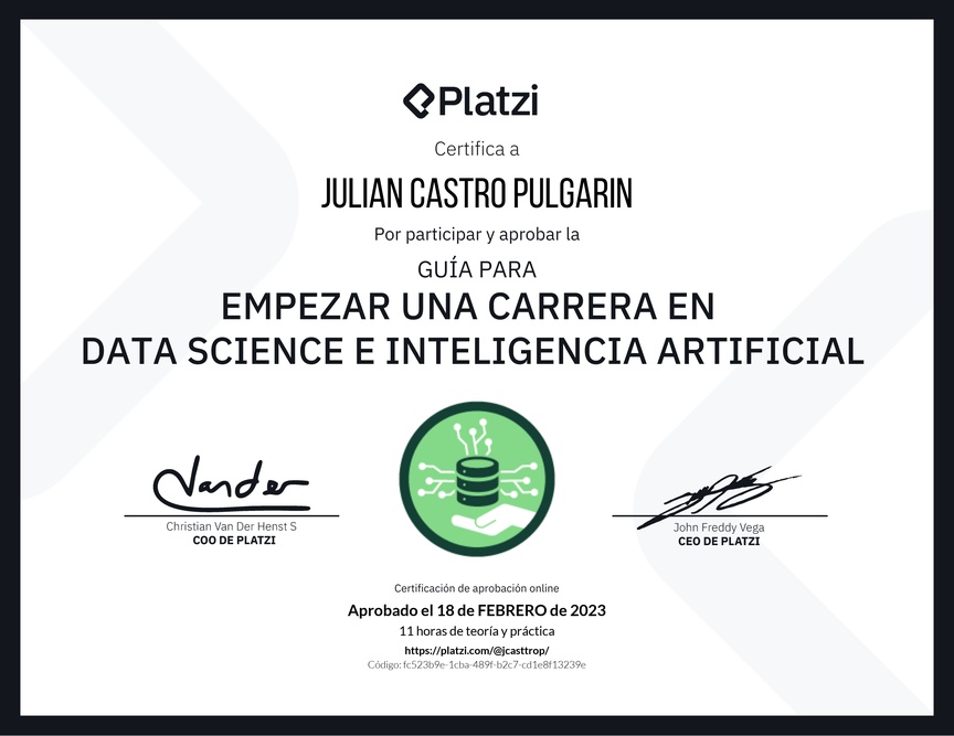 Diploma de Guía para Empezar una Carrera en Data Science e Inteligencia Artificial