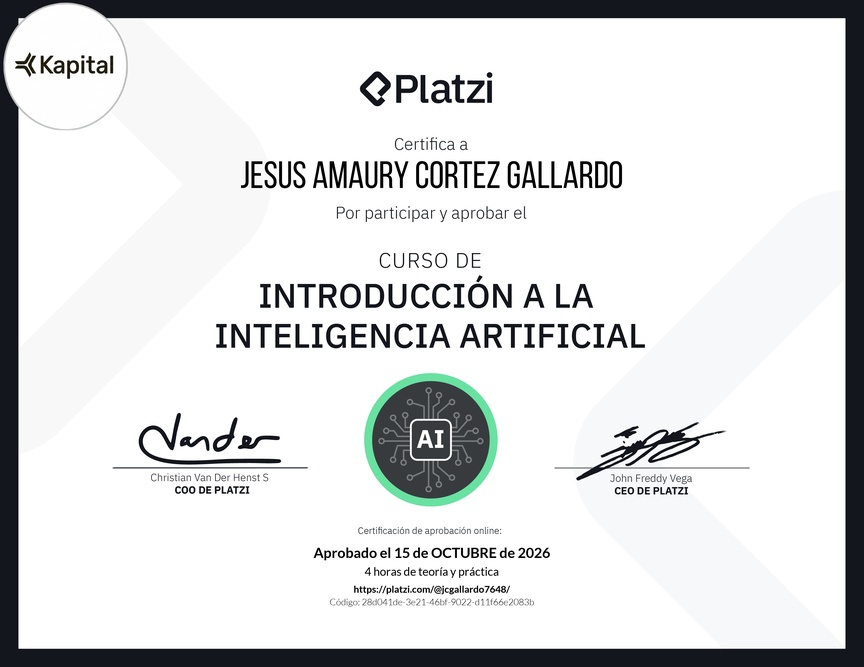 Diploma del Curso Gratis de Introducción a la Inteligencia Artificial