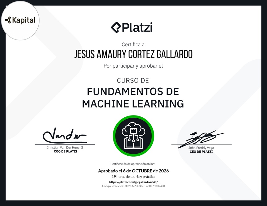 Diploma del Curso de Fundamentos de Machine Learning
