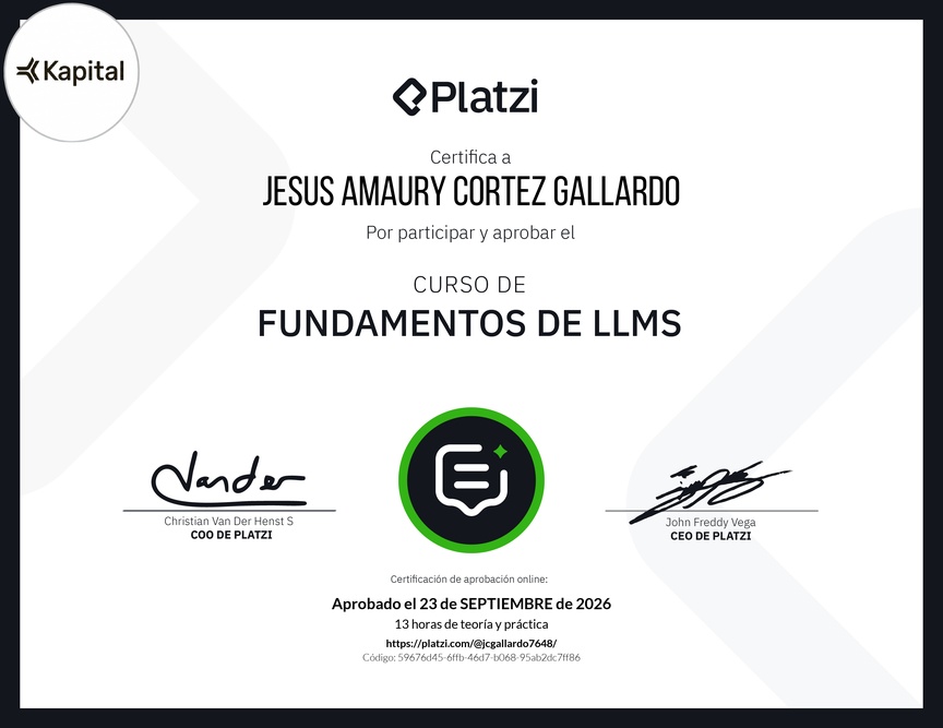 Diploma del Curso de Fundamentos de LLMs