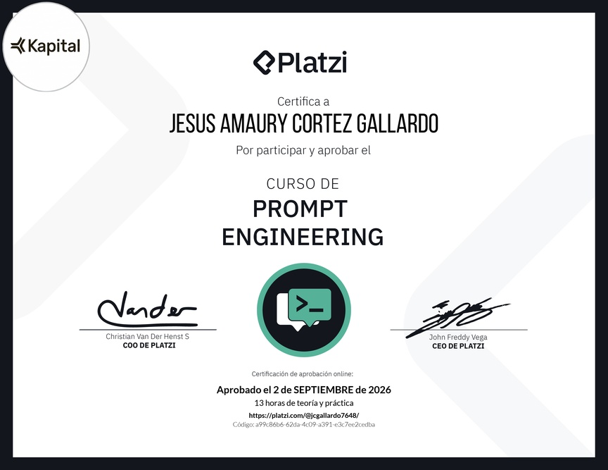 Diploma del Curso de Prompt Engineering