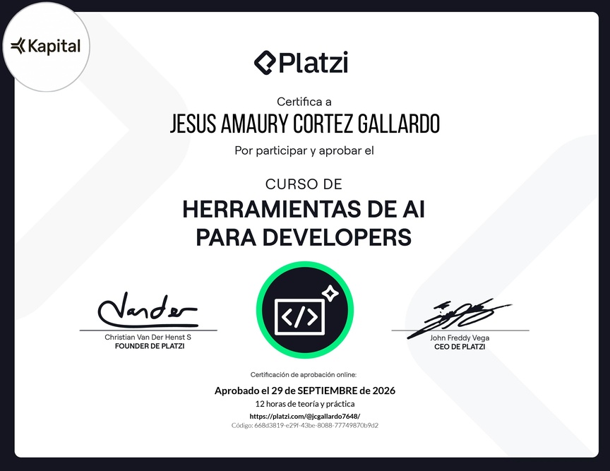 Diploma del Curso de Herramientas de AI para Developers