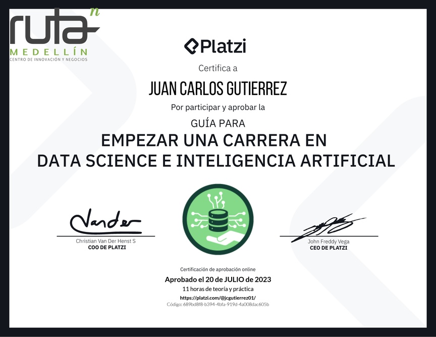 Diploma de Guía para Empezar una Carrera en Data Science e Inteligencia Artificial